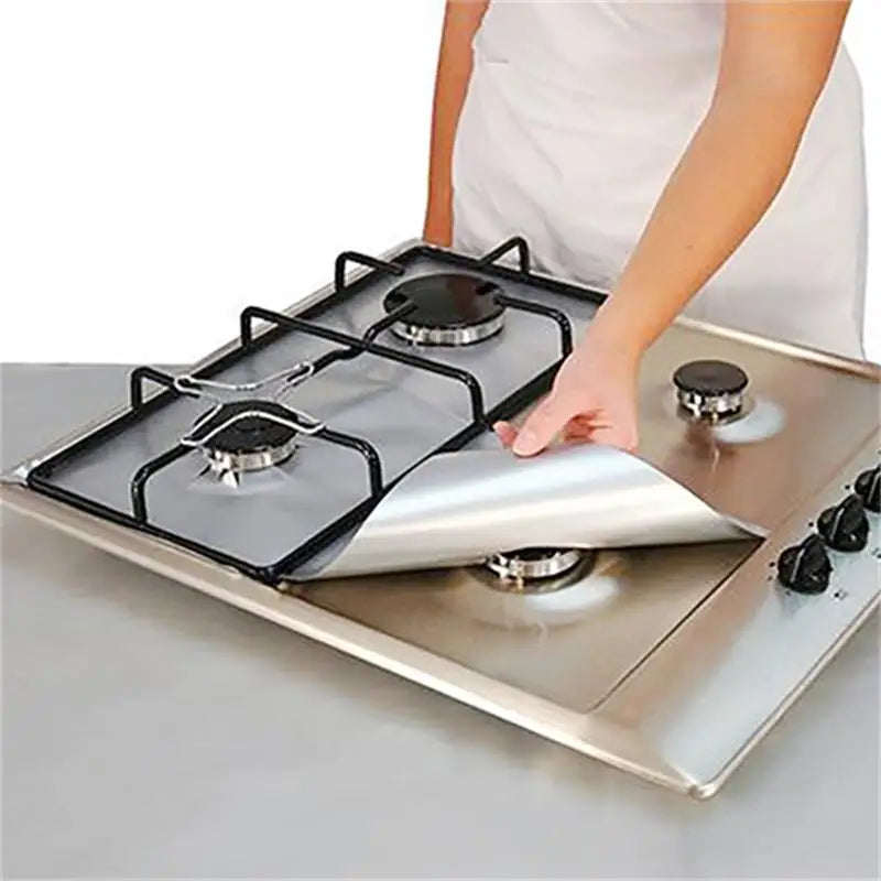 4 Piece Anti Fouling Anti Oil Cleaning Pad Gas Stove Protective Pad for Kitchen Household Supplies Gas Stove Protector Pad