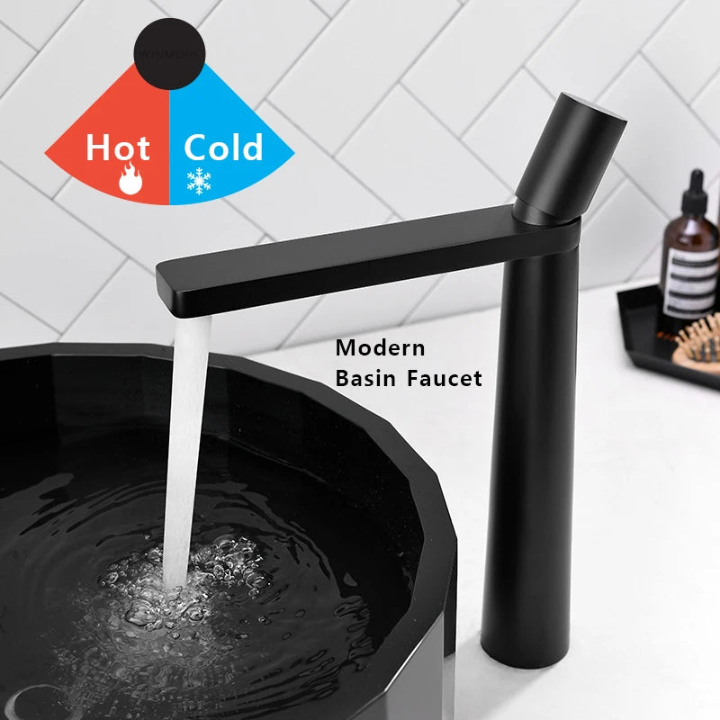 Modern Basin Faucet Brushed Gold Brass Bathroom Mixer Faucet