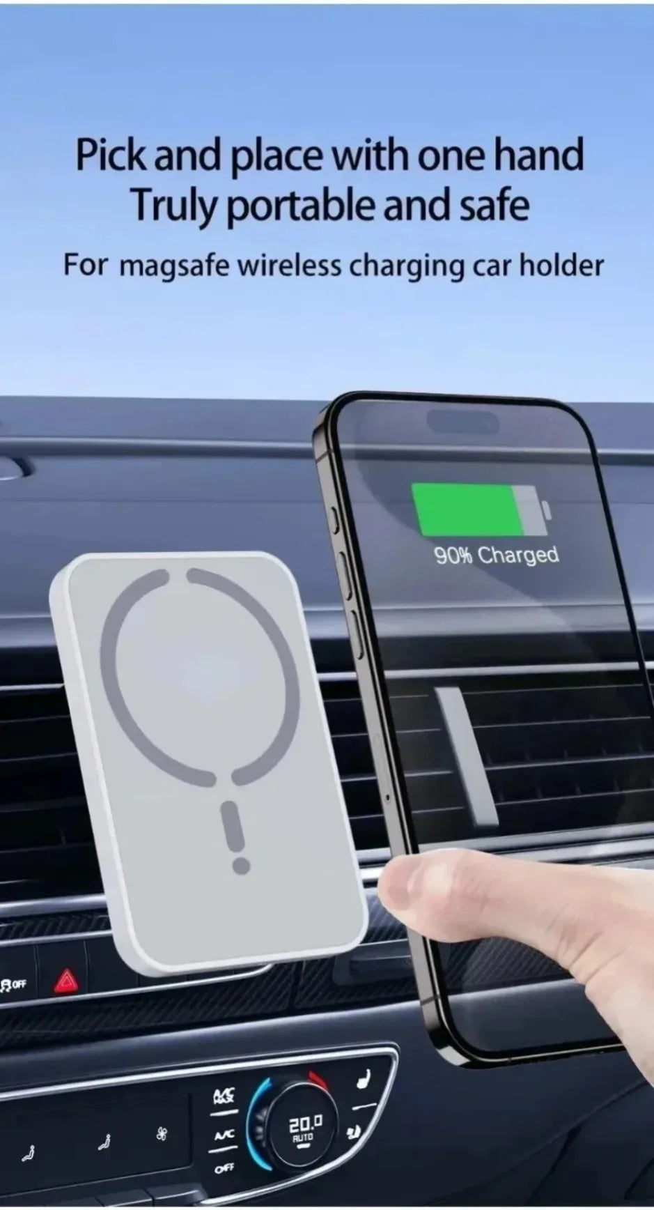 XIKCU 15W Magnetic Car Wireless Charger Sucker Car Fast Charging For Magsafe iPhone 16-12 Pro Max Air Vent Phone Holder Stand