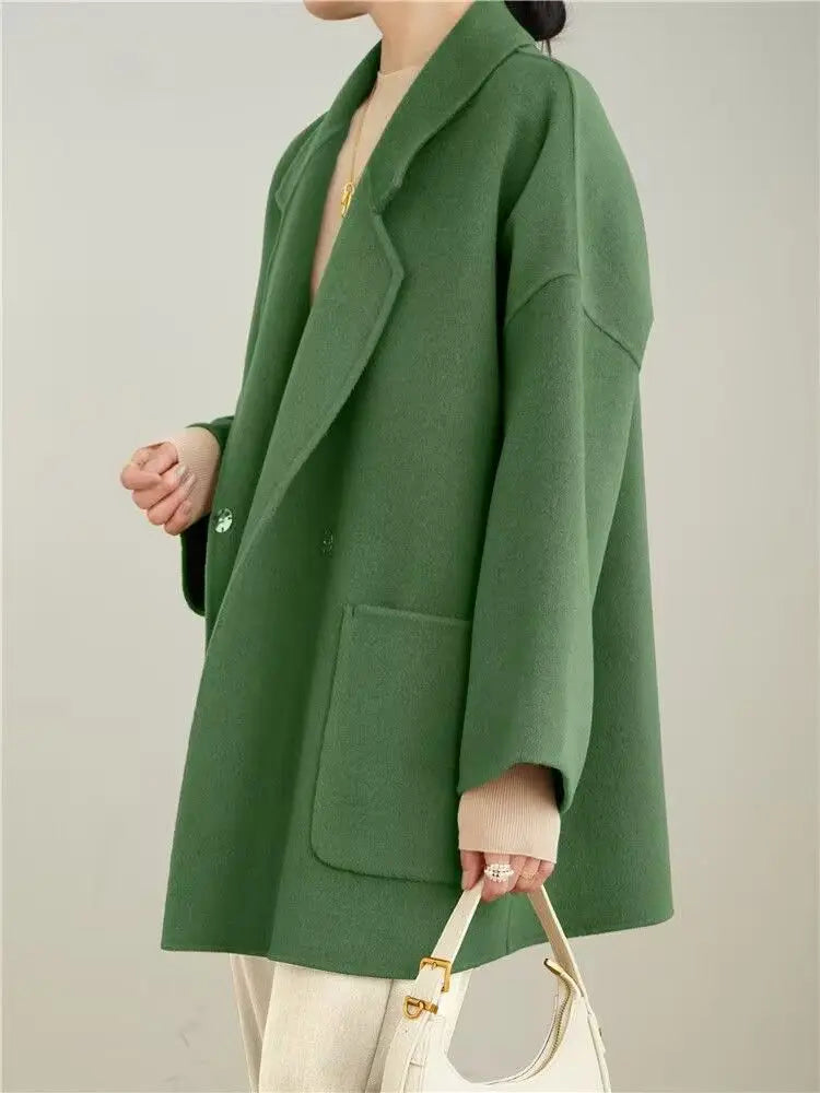Fashion Wool Double-Sided Cashmere Coat Women'S Autumn And Winter Suit Collar High-End Loose Woolen Coat