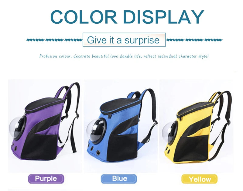 Fat Cat Backpack Carrier Denim Pet Backpack with Space Capsule Bubble for Small Medium Cats Puppy Dog Backpack for Travel Hiking
