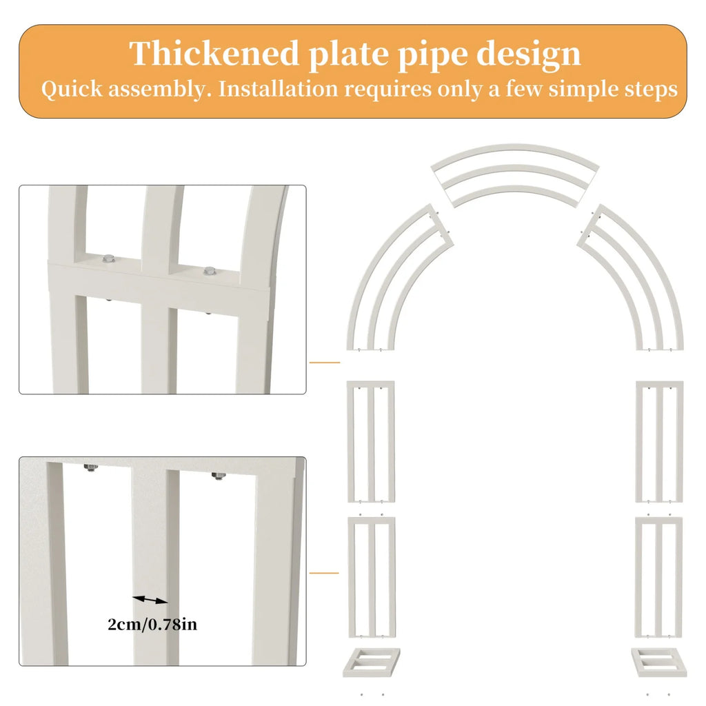 260CM Tall White Wedding Arch Stand Metal Backdrop Garden