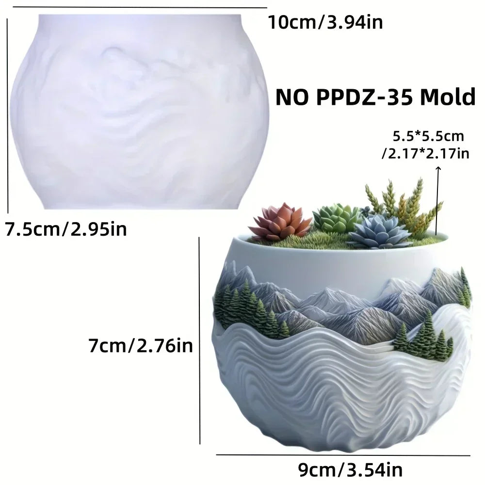 Sea Bay Canyon Relief Succulent Plant Flower Pot Resin Silicone Mold Mountain Range Sea Sunrise Relief Storage Box Gypsum Molds