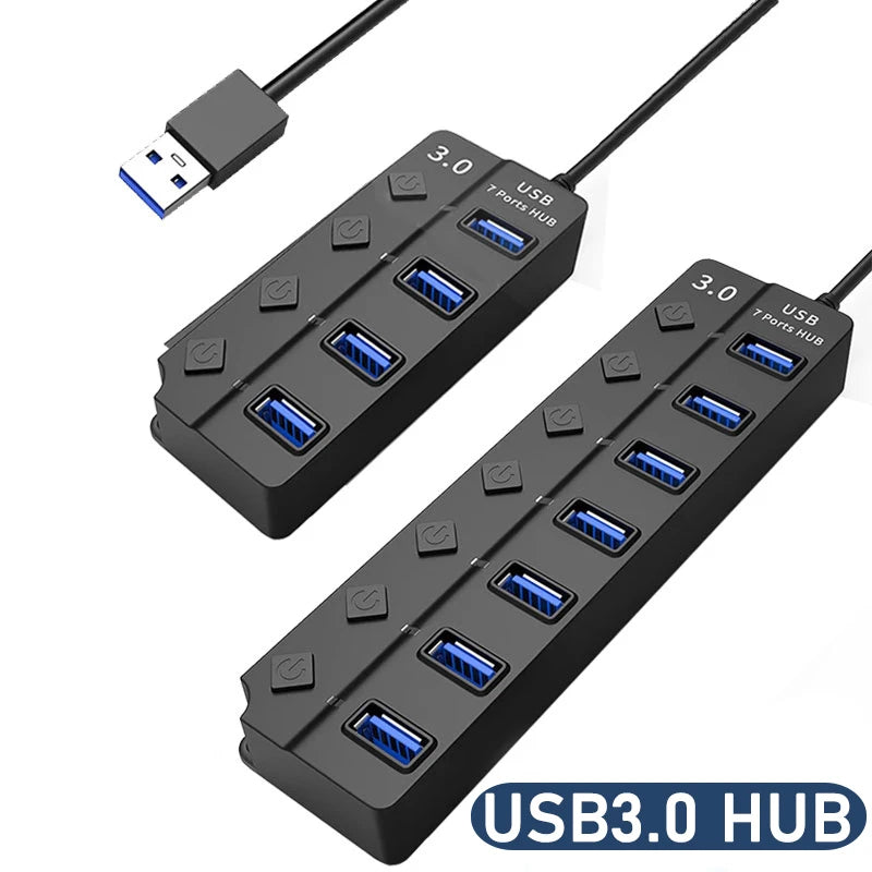 3.0 Power Adapter 4/7 Port Multi USB Splitter Hub 2.0