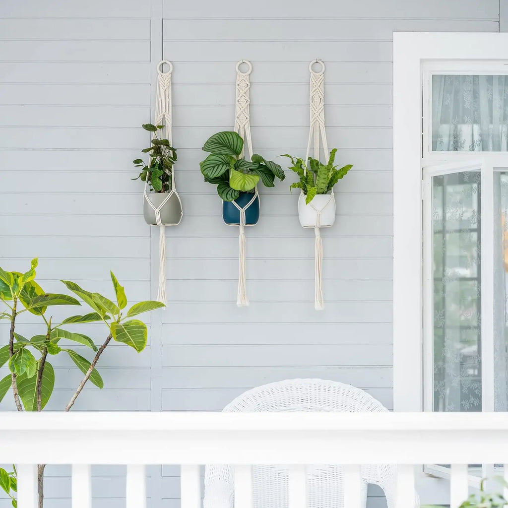 3pcs Boho Macrame Plant Hangers, Indoor & Outdoor Wall Hanging Planter Basket Holders, Flower Pot Rope for Home Decor