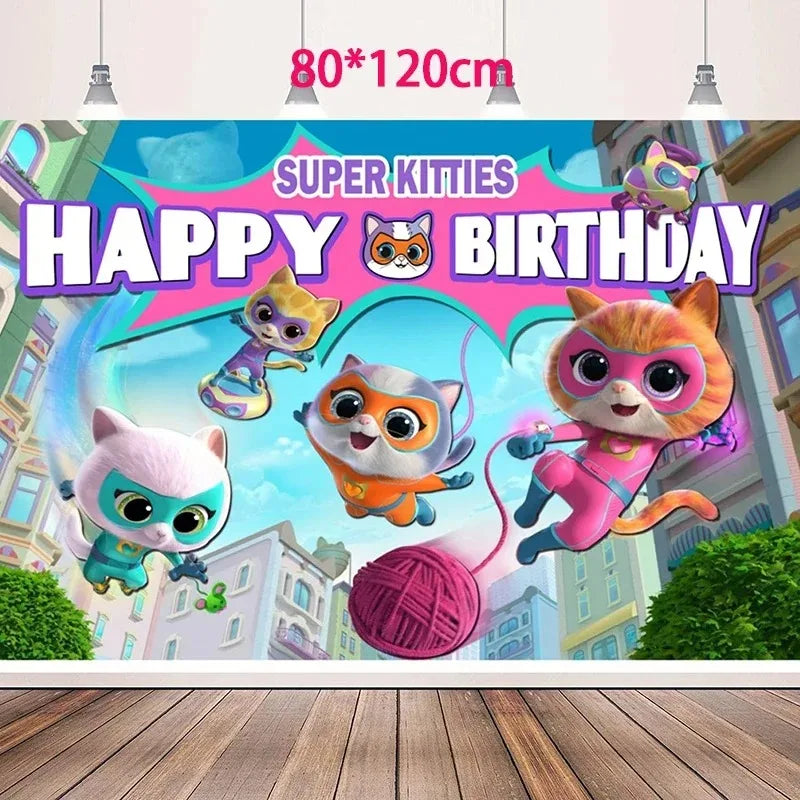 Superkitties Happy Birthday Party Decor Paw Meow Cat Super