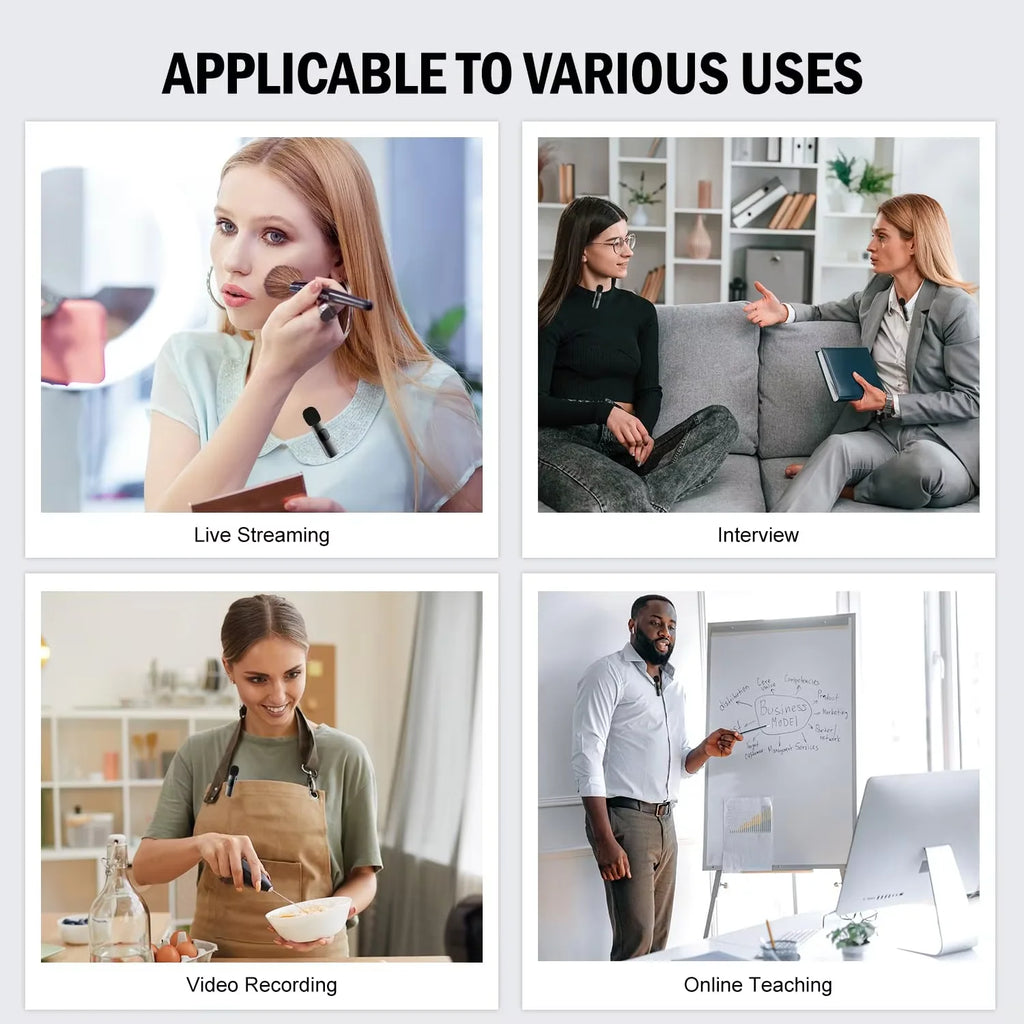 Kebidumei 2.4G Wireless Lavalier Microphone Portable Audio Video