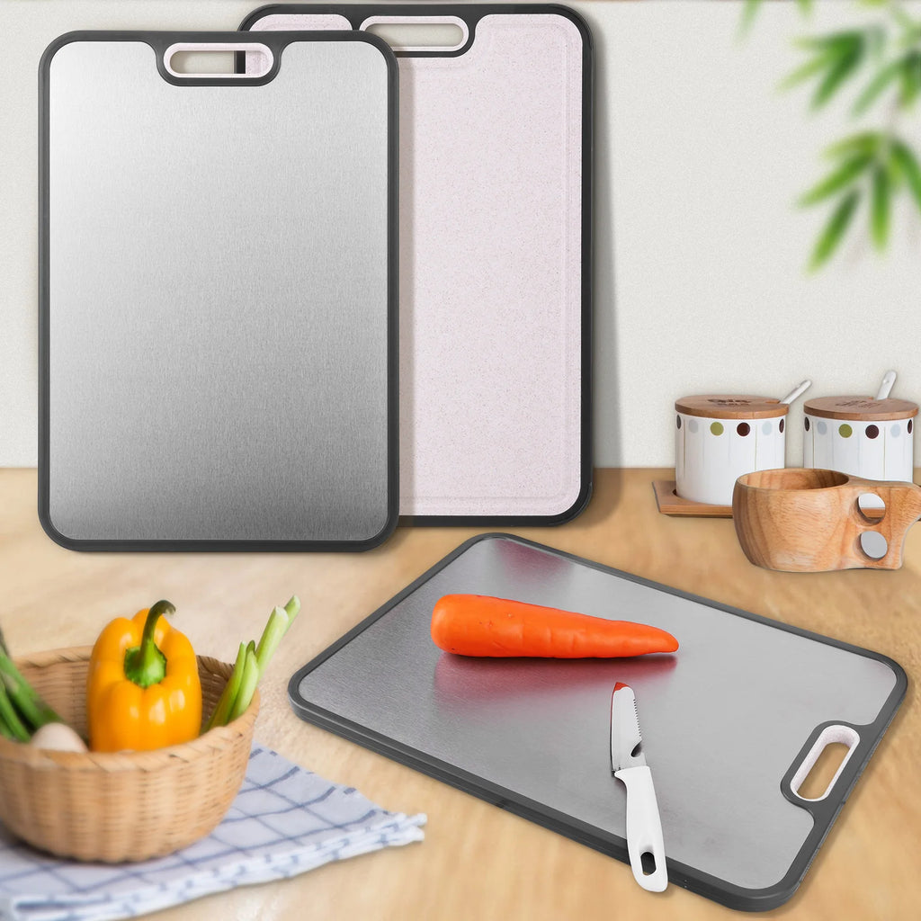 Double Sided Titanium Cutting Board for Kitchen Cutting Board for Double Sided Food Grade Pure Titanium Wheat Straw PP Easy to C