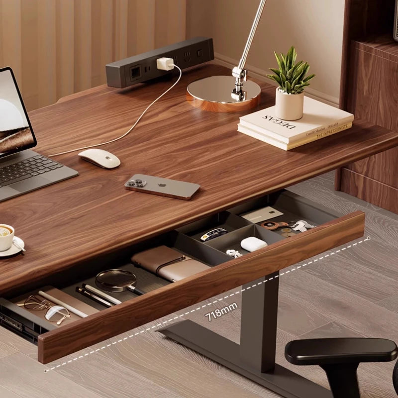 Under Desk Drawer Organizer Black Walnut Wood Standing Storage Shelf Office Desk Accessory Hidden Computer Desk Organizer