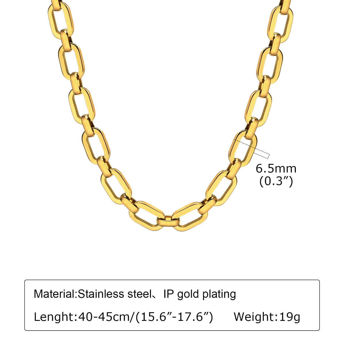Chunky Gold Plated Link Necklace for Women Stainless Steel