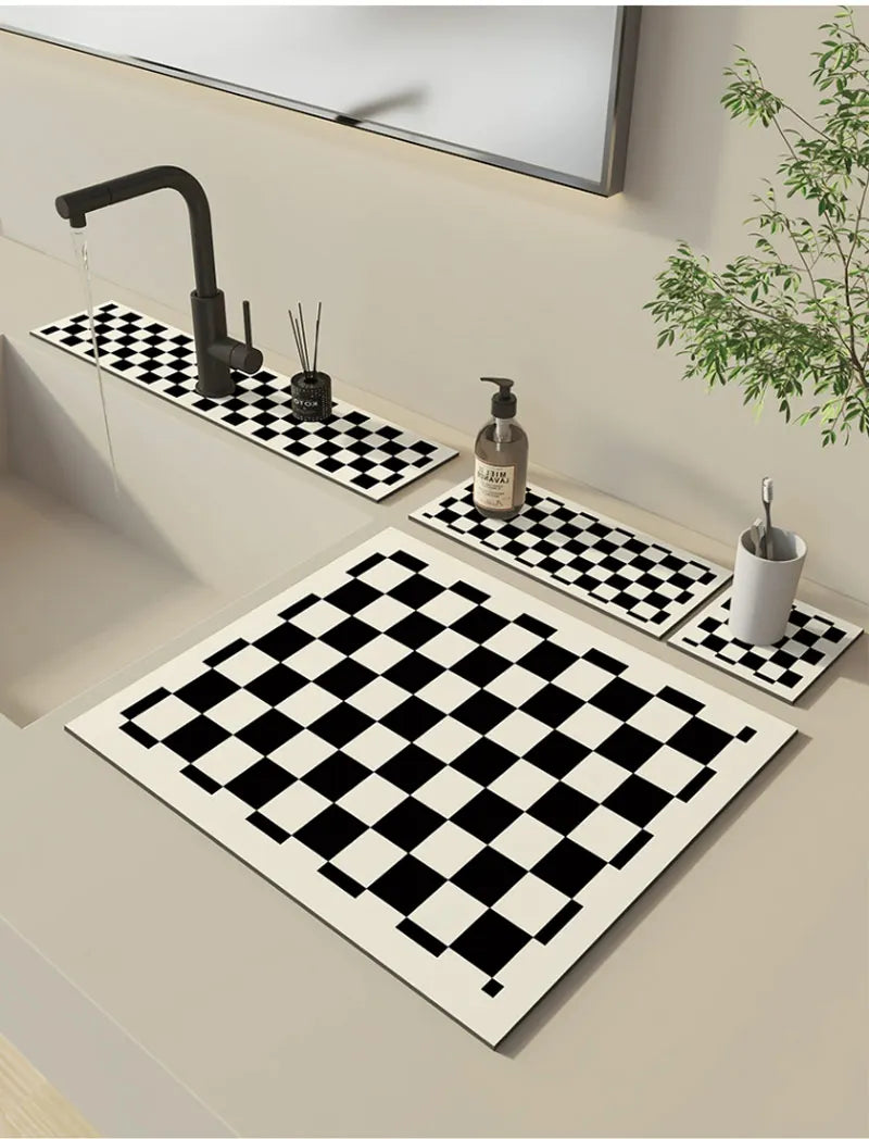 Kitchen Sink Faucet Mat Absorbent Faucet Splash Guard Drain Pad Bathroom Countertop Protector Diatomite Faucet Rug Washable