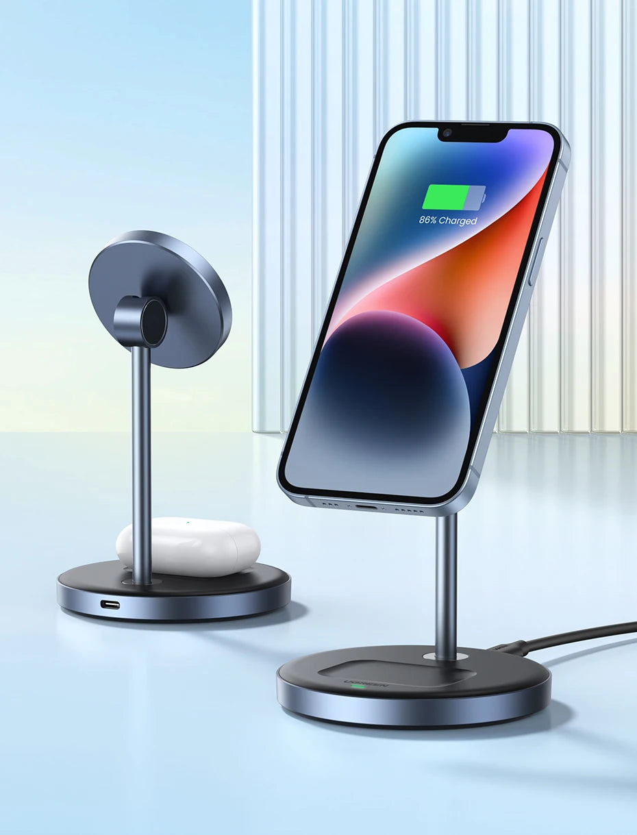 UGREEN Qi Magnetic Wireless Charger Stand Charging Holder For iPhone 16 15 Pro Max/AirPods Fast Charger MagSafe Charging