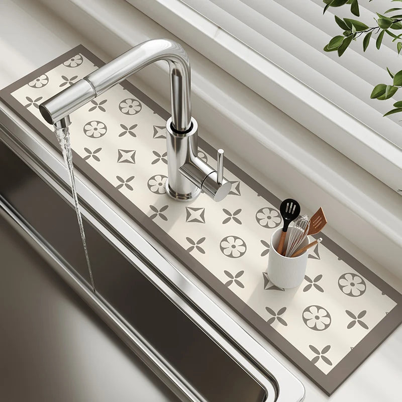 Kitchen Sink Faucet Mat Absorbent Faucet Splash Guard Drain Pad Bathroom Countertop Protector Diatomite Faucet Rug Washable