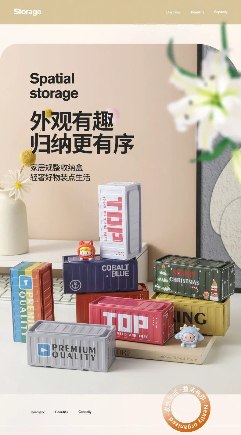 Mini Compact Iron Storage Container - Creative Desktop Organizer Desk Organizer Metal Box for Rings Chargers Pens Coins Jewelry
