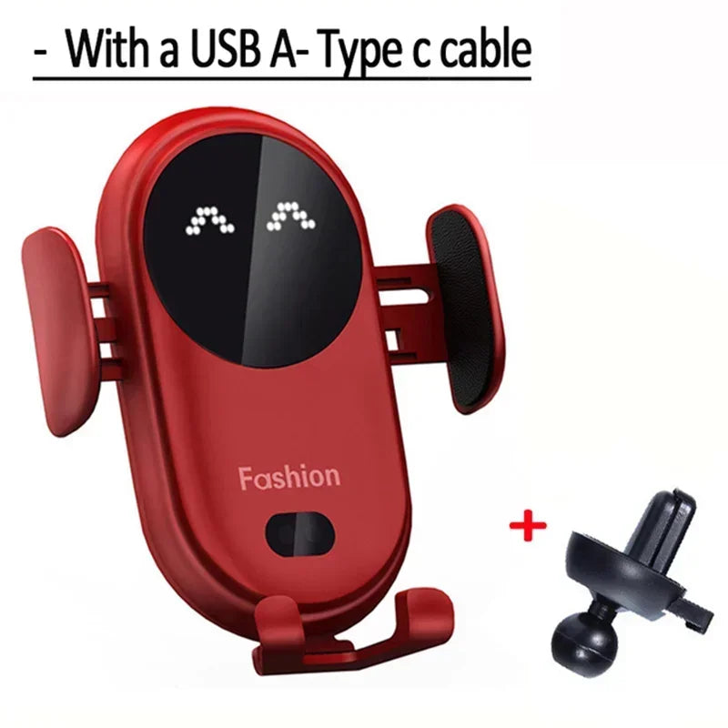 Automatic 15W  Car Wireless Charger for iPhone 13 12 14 XR X 15Samsung S20 S10 Magnetic USB Infrared Sensor Phone Holder Mount