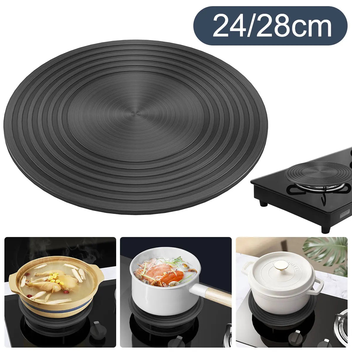 24/28cm Kitchen Heat Diffuser Absorbing Distributer Heat Conduction Plate Stainless Steel Gas Stove Top Kitchen Stove Accessory