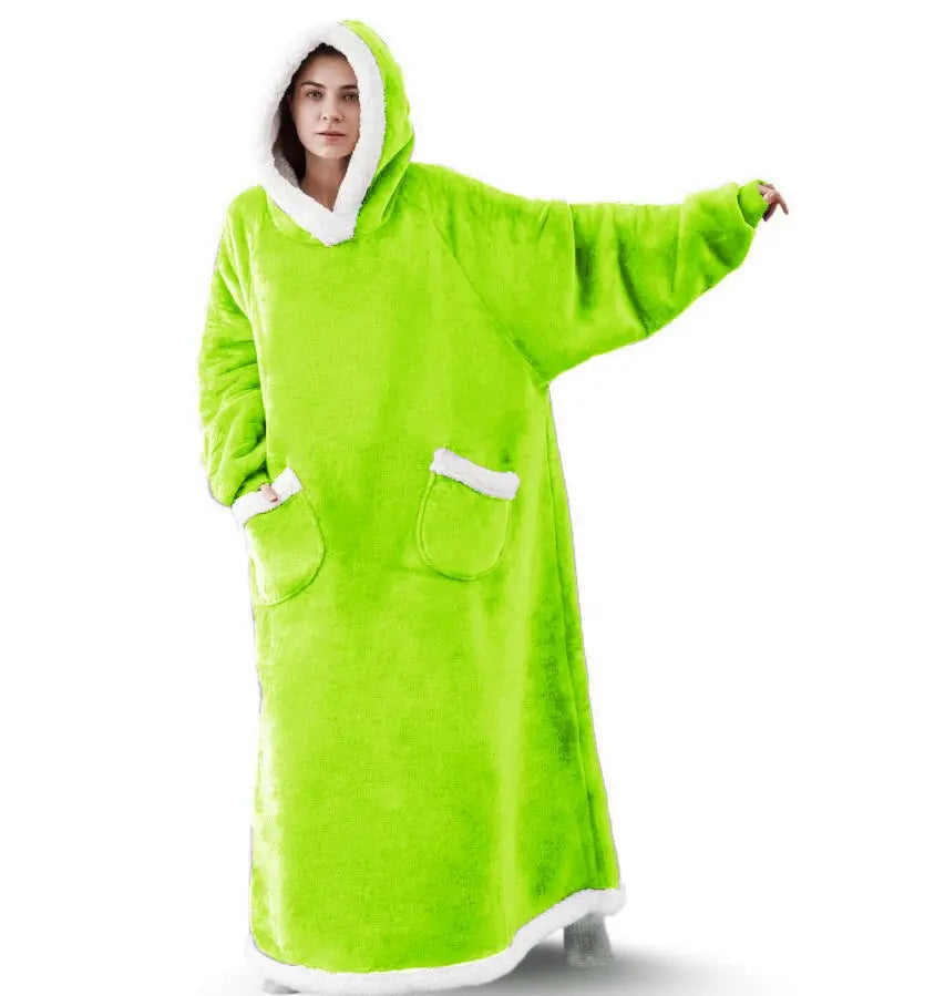 2025 Super Long Flannel Blanket with Sleeves Winter Hoodies Sweatshirt Women Men Pullover Fleece Giant TV Blanket Oversized New