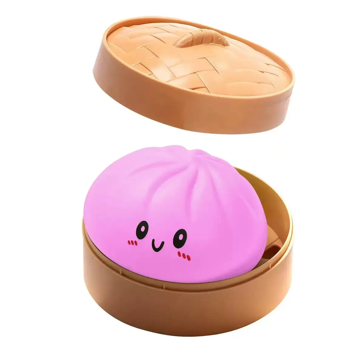 Simulation Food Dumpling Squishy Squeeze Ball Colorful Sensory Fidget Toy with Steamer for Stress Relief Home Desktop Decor Gift