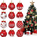 12Pcs Christmas Wooden Ball Ornaments Xmas Tree Hanging Pendant DIY Craft Merry Christmas Decoration For Home 2025 New Year Gift