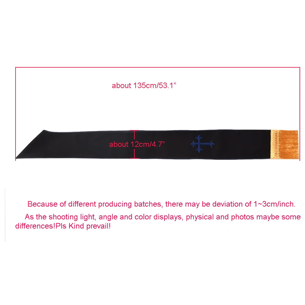 Clergy Black Stole Priest Cross Embroidered Costumes