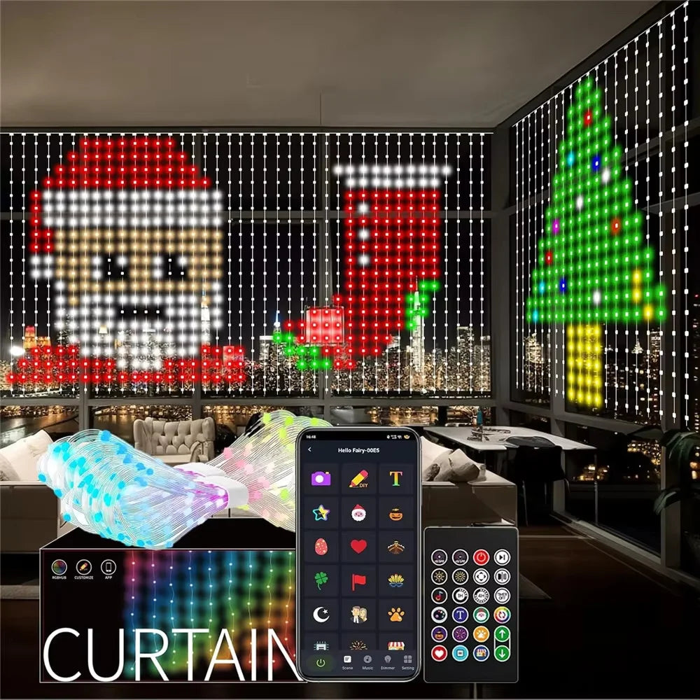 Smart RGB Pixel Curtain Lights Bluetooth APP Control DIY