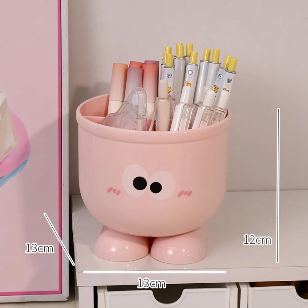 Creative Pen Holder with Hook Table Cute Stationery Storage Box Pen Holder Rack Student Children Girls Desk Organizer