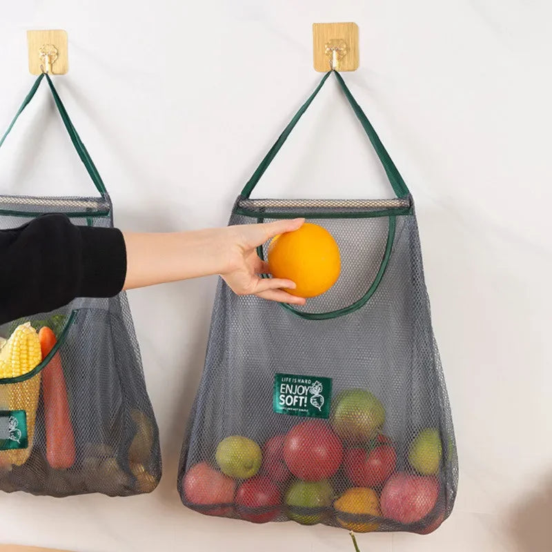 1PC Portable Hanging Mesh Storage Bag Multi-purpose Breathable Kitchen Fruit and Vegetable Hanging Bags