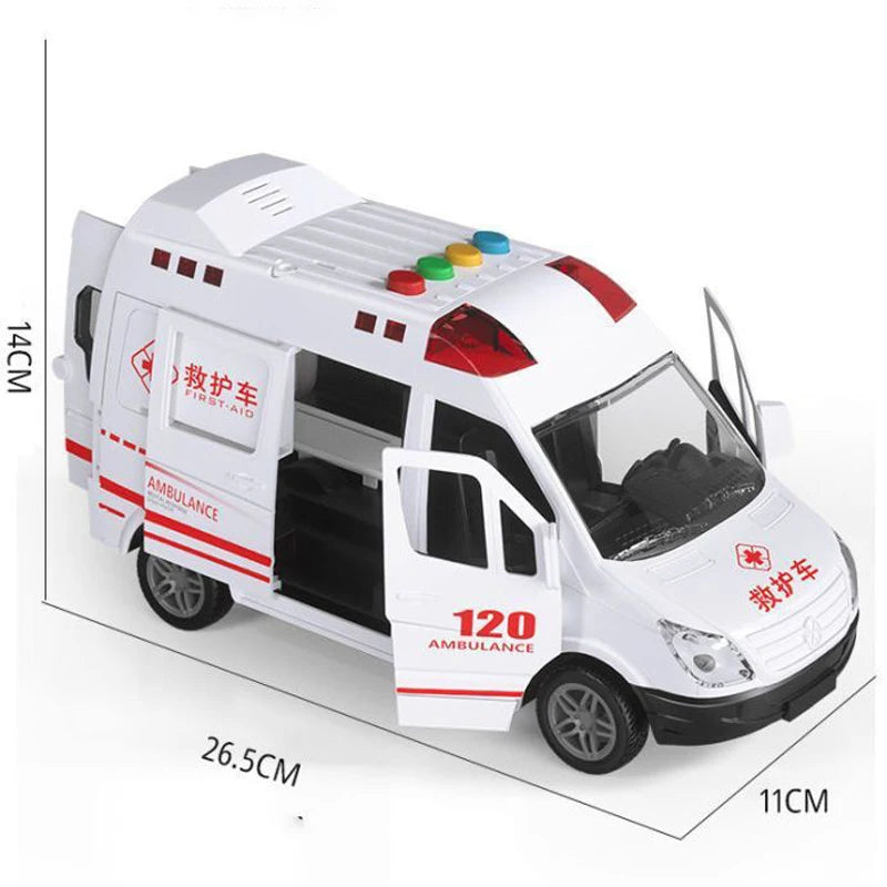 1:24 Die-Cast Ambulance Toy, Pull-Back