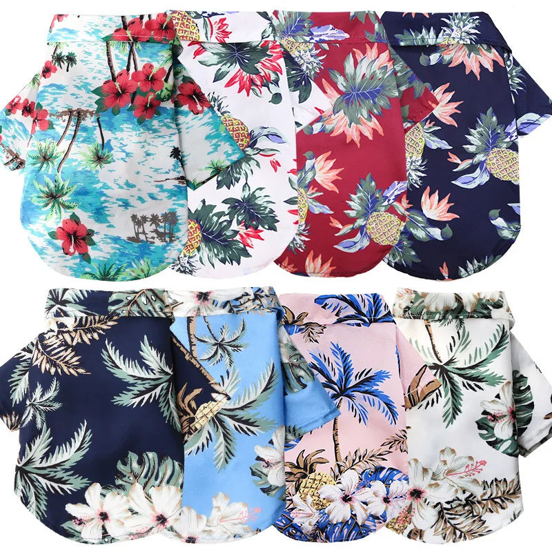 Hawaiian Beach Style Dog T-Shirts Thin Breathable Summer Dog