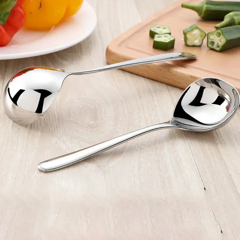 1pc Stainless Steel Thickening Spoon Creative Long Handle Durable Hotel Hot Pot Spoon Soup Ladle Home Kitchen Essential Tools