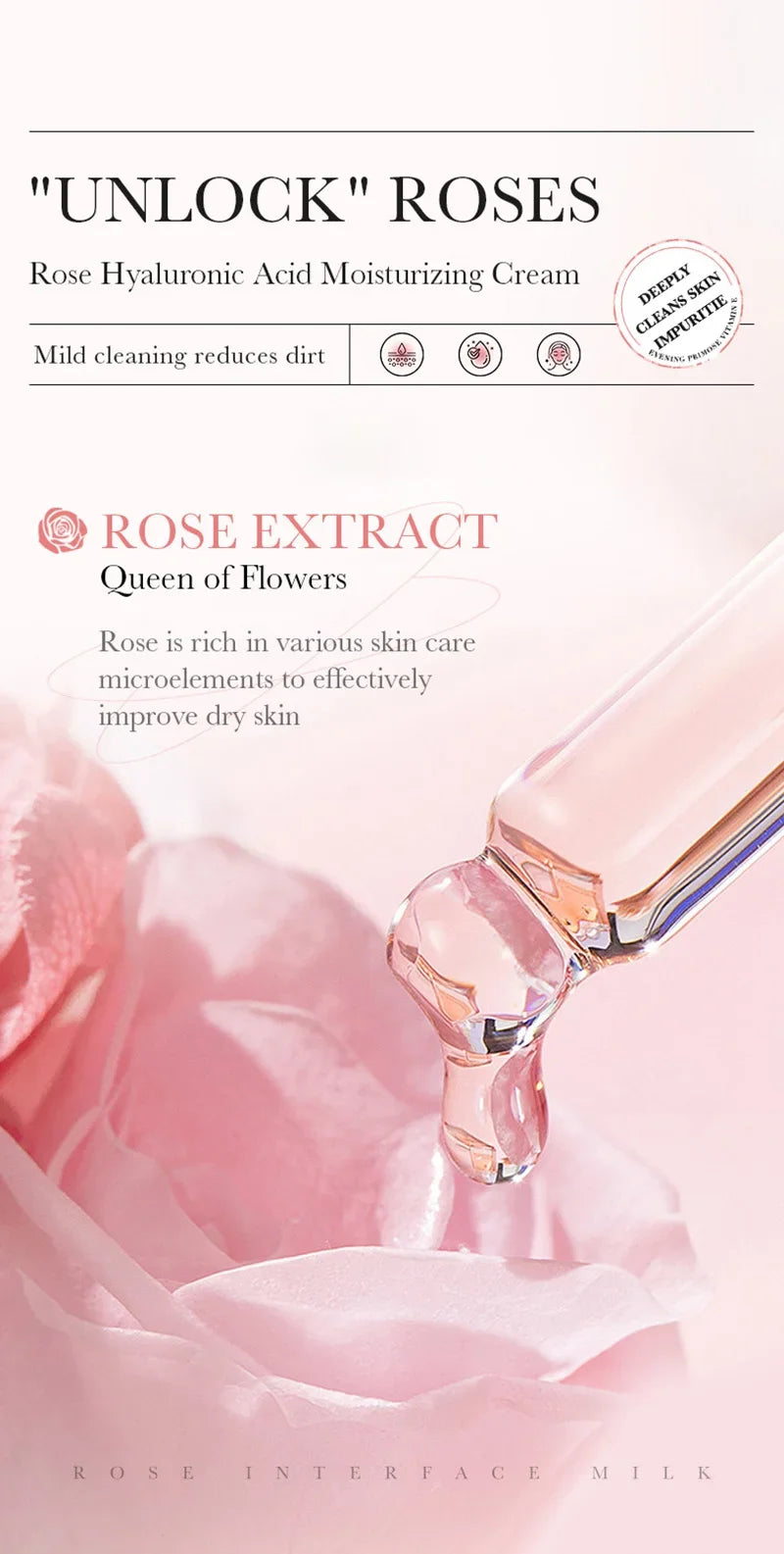 BIOAOUA Hyaluronic Acid Rose Essence Cream Shrink Pores Anti-oxidation Lock Water Hydrating Moisturizing Face Cream Skin Care