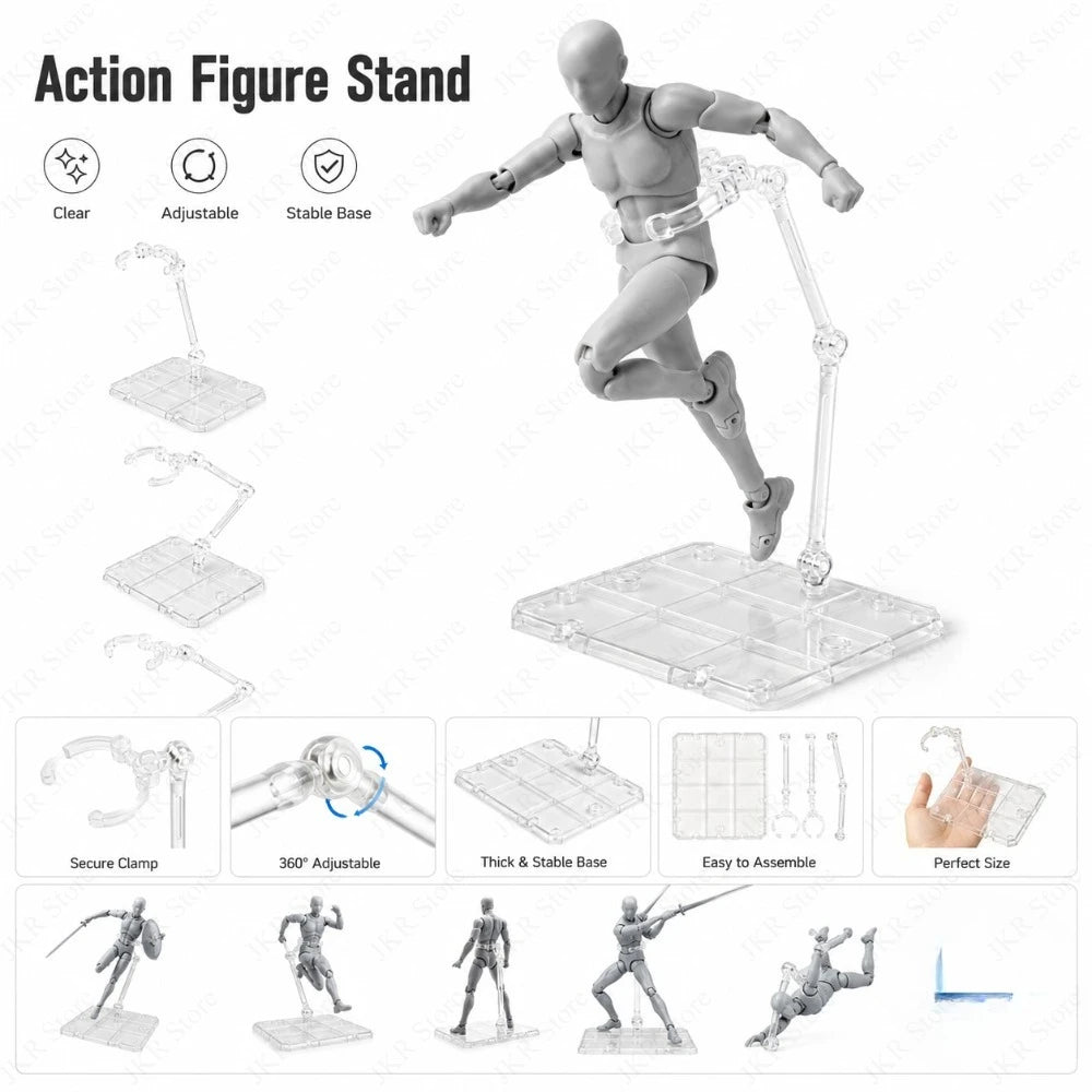 Clear Acrylic Action Figure Stand Assembly Display Holder Base