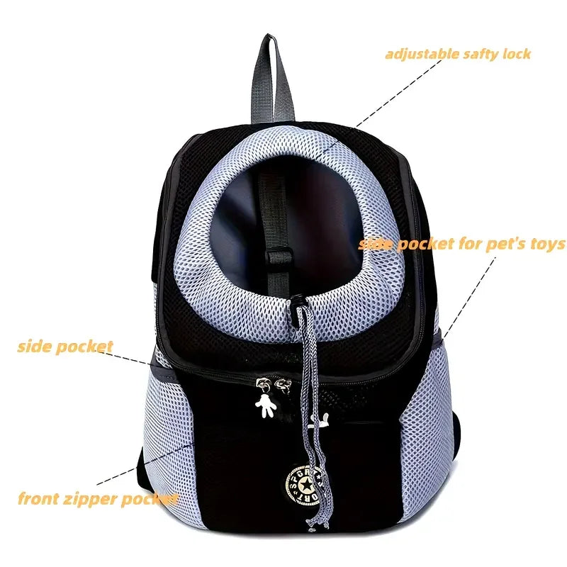 New Dog Pet Backpack Comfortable Carrier Travel Hiking Bag Front Pack Breathable Adjustable Straps for Small Medium Dogs Cats