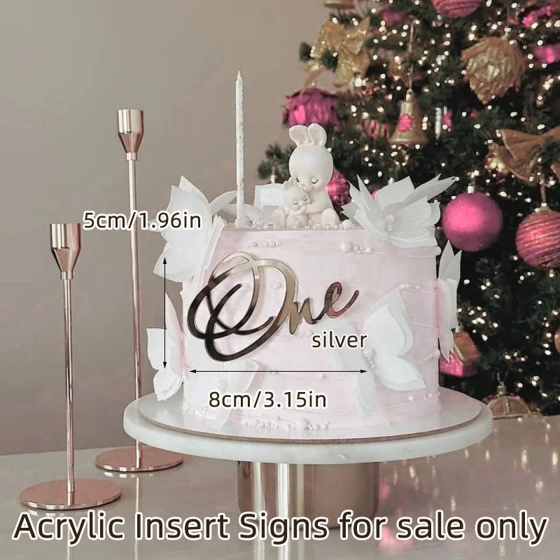 Acrylic Boy Girl Baby One Happy Birthday Cake Toppers Gold Baby 1st Birthday Cake Topper for Kids Birthday Party Cake Decoration