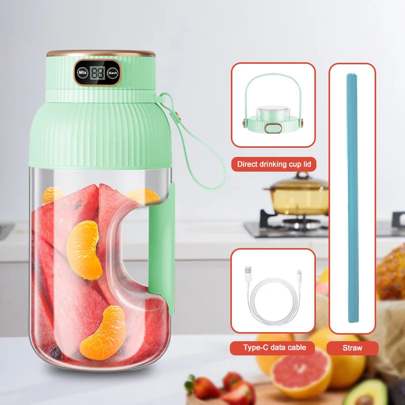1000ML Portable Juicer Blender Fruit Juicer USB Charging Lemon Orange Fruit Juicing Cup Smoothie Blender Machine Kitchen Tools