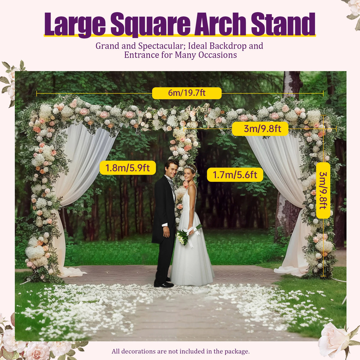 Metal Wedding Arch Stand, 10x20ft Backdrop Frame