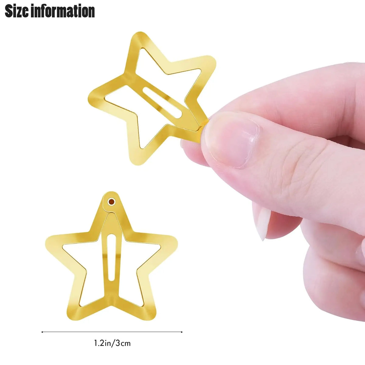 12/50pcs Star Hair Clips 2000s Y2K Snap Hair Barrettes Non Slip