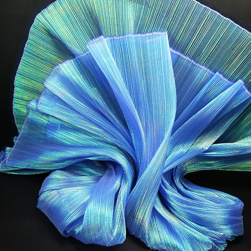 Accordion Soft Pleated Texture Fold Organza Fabric Wedding Bouquet Decoration Stage Background Designer DIY Sewing Fabric