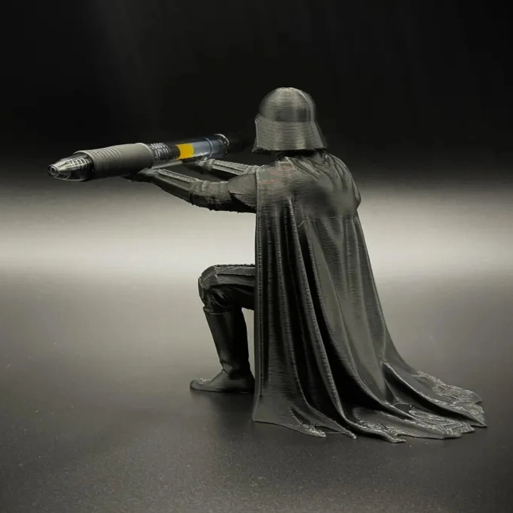 Creative Black Warrior Pen Holder Kneeling Commander Pencil Stand