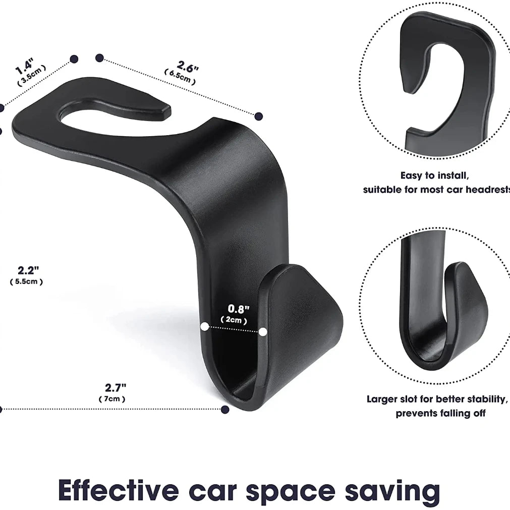 4Pack Hooks for Bags Car Clips Front Seat Headrest Organizer Holder Auto Fastener Hangers Car Storage Interior Accessories2025