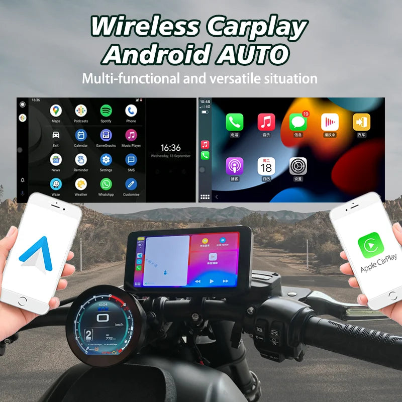 6.1 inch Motorcycle GPS Navigation IP67 Waterproof Wireless Carplay