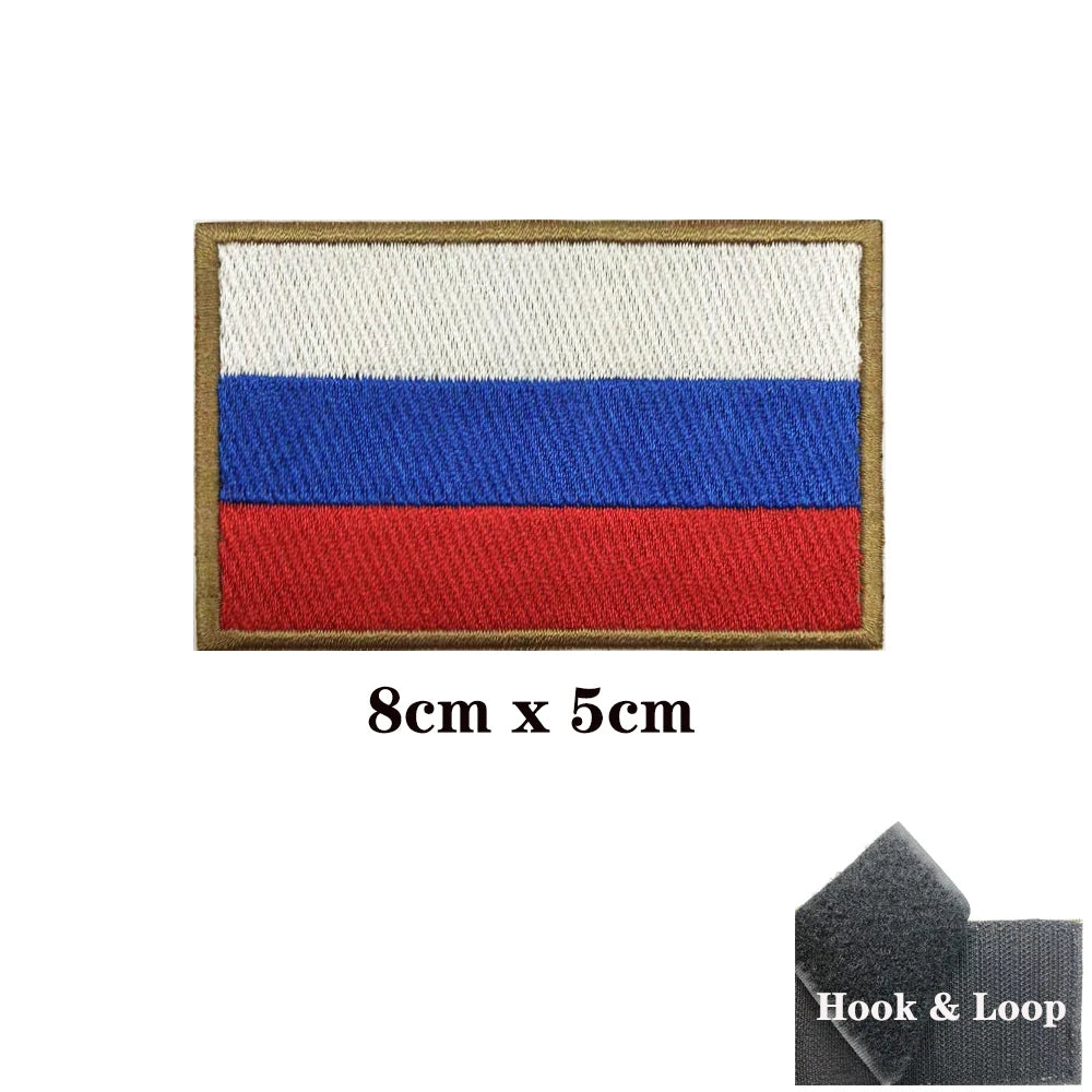 1PC Russian Flag Russia Armband Embroidered Patch Hook Loop Or Iron On Embroidery  Badge Cloth Military Moral Stripe