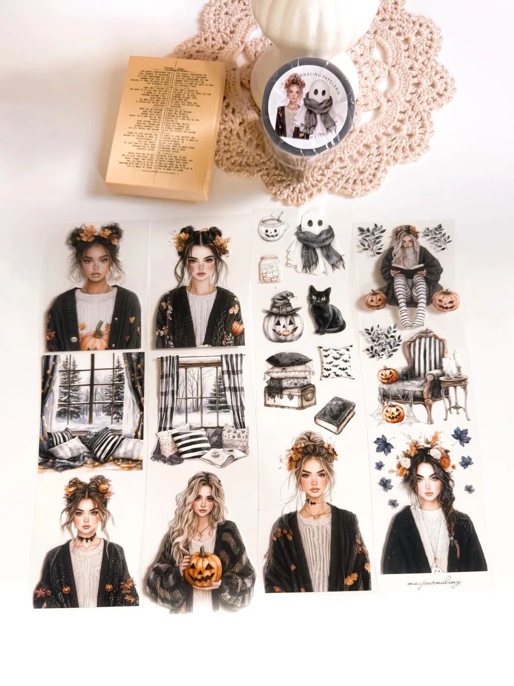 Ma. Journaling Dark style Night Halloween washi masking pet Tape European and American Girls,