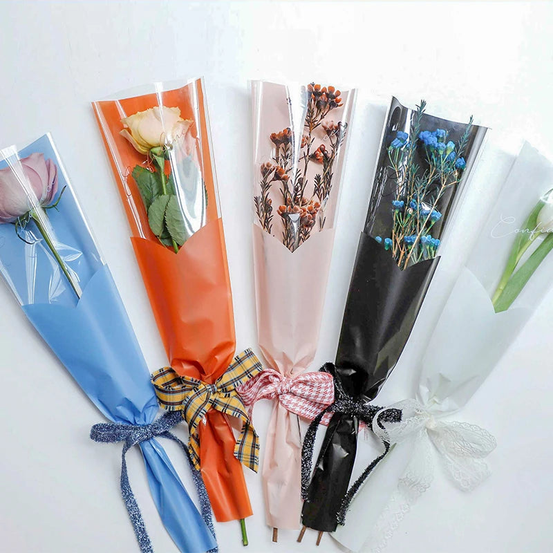 Tulip Single Rose Sleeve Bag, Flower Bag, Bouquet Packaging Bags, Flower Shop, New, 50Pcs
