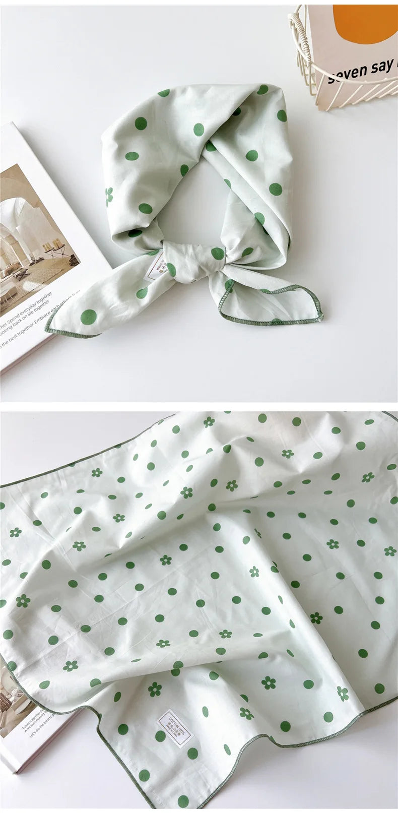 60cm Flower Print Cotton Bandanas Square Scarf Women Girls Headband Accessories Handkerchief Neckerchief Hairscarf Hairscarf