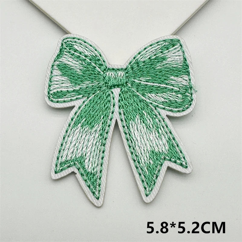 Cartoon Embroidery Sticker Decorative Ironing Sticker Sewing DIY Pink Bowknot Clothing Shoes Hat Bag Patch