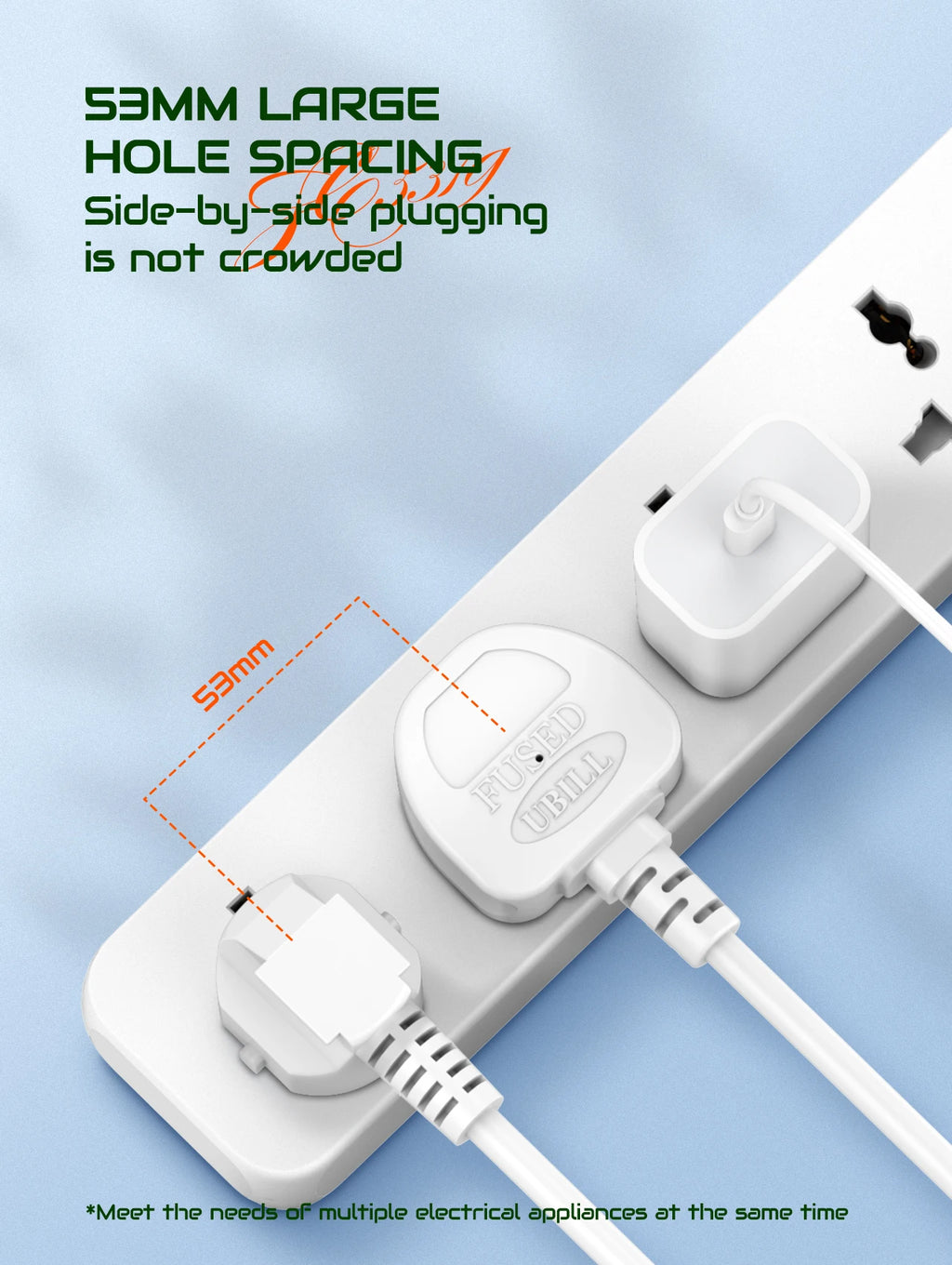 LDNIO 2500W Power Strip with 5 AC Outlets & 3 USB Charging Ports 2M Extension Cable Kitchen Household  EU UK US Plug