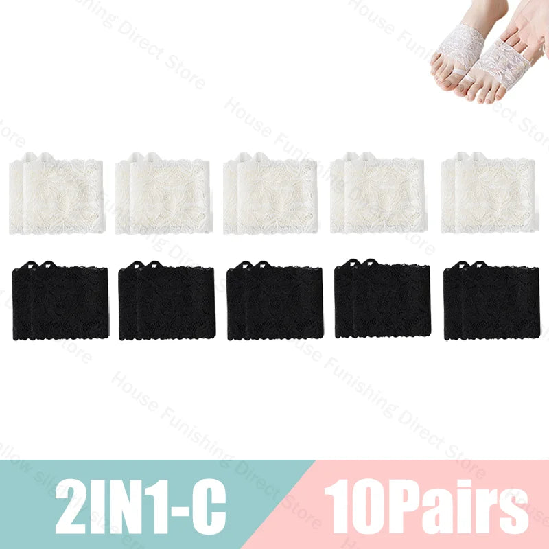 Summer Thin Lace Invisible Socks Split Toe Forefoot Socks for Women High Heel Slippers Shoes Breathable Lace Socks for Halloween