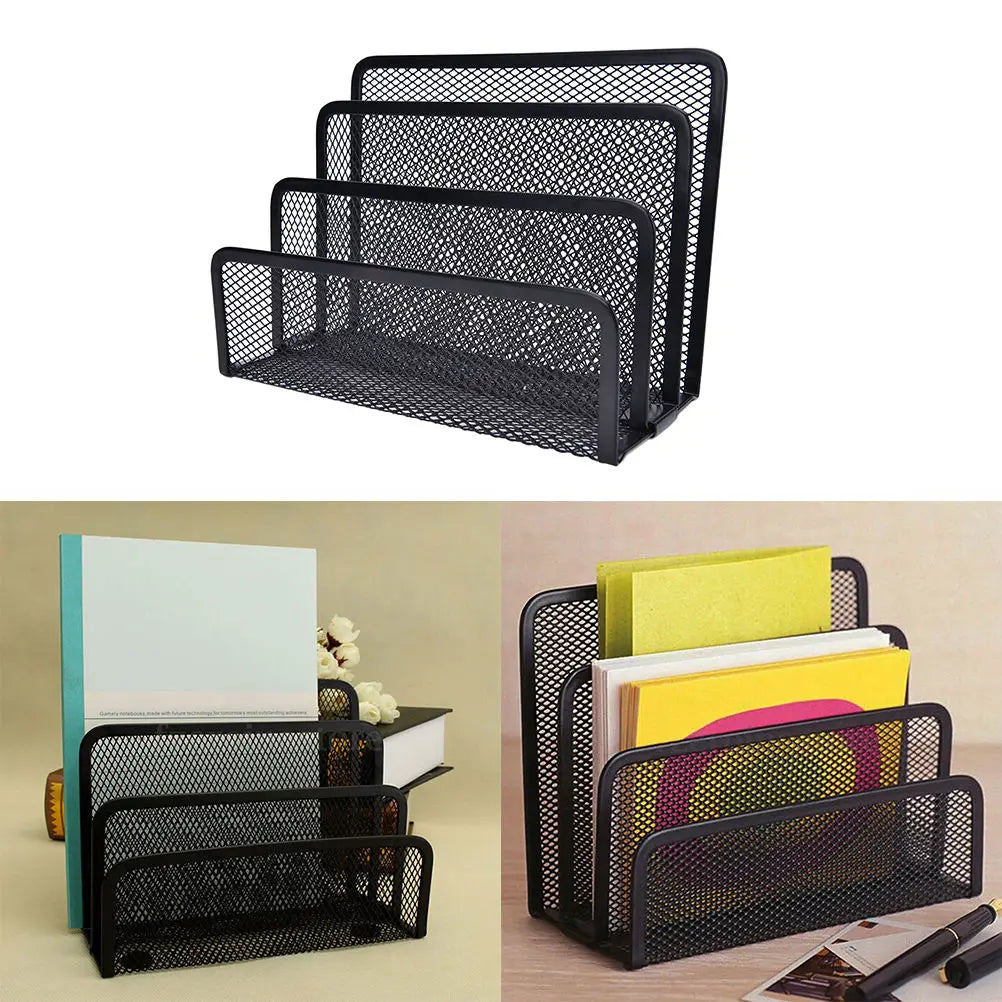 1pcs File Holder Mesh Black Bookend Book Metal Bookends Shelves Desk Organizer Office School Stationery For Kids