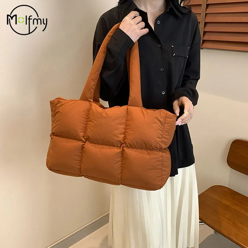 Women Tote Handbags Quilted Plaid Bag Retro Trendy Checkered